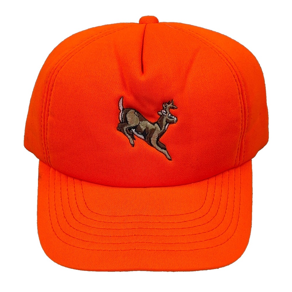 Vintage Blaze Orange Trucker Hat Cap Snapback Insulated Deer Hunting 90s Flaps